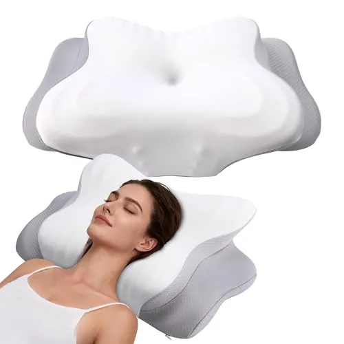 Lureon Nackenkissen Kopfkissen, Memory Foam Kissen, Nackenstützkissen, Ergonomisches Pillow Kissen Für Seiten, Rücken Bauchschläfer