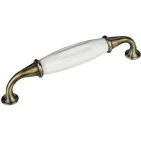 SOTECH Porzellangriff JOHANNA BA 128 mm Antik Messing Weiß in gold von SO-TECH