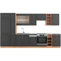 Vicco Küchenzeile Fame-Line, Anthrazit Landhaus - Küchenzeilen mit individueller Konfigurationsmöglichkeit, hochwertige MDF-Fronten und Soft-Close-Scharniere für leises Schließen und optimalen Stauraum.