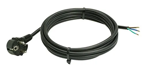 as - Schwabe Anschlussleitung 3 m H05VV-F 3G1,0 Verbindungskabel, Schutzkontaktwinkelstecker mit Leitung, Anschlusskabel 30 mm abgemantelt mit Aderendhülsen, Stromkabel 230V, 10A, IP20, Schwarz, 70832