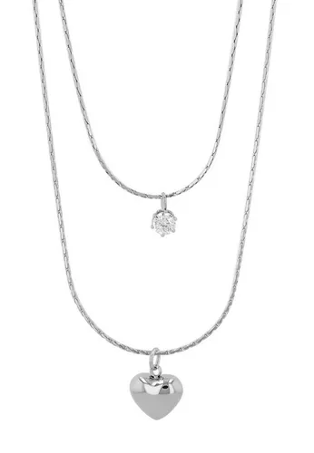 AKZENT Kette mit Anhänger 5010640 mit Anhänger, Herz, Two-Layers-Kette, 38 - 42 + 5 cm (Einzeln)