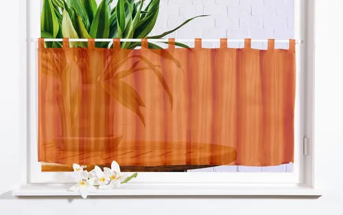 Scheibengardine UNI Voile, 50x160, Terrakotta in orange von Gardinenbox