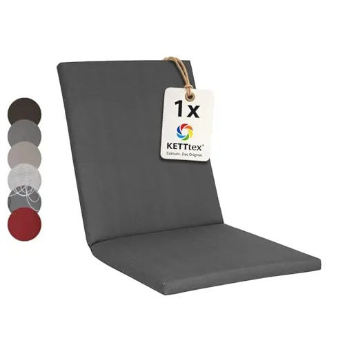 KETTtex EXKLUSIV Auflage Mittellehner steingrau I Gartenstuhl Polster 109x50x4cm I hochwertige und Pflegeleichte Sesselauflage I Wetter- und formbeständige Stuhlauflage I KTH2 Sitzauflage