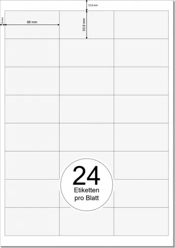 PRINTATION Papier-Etiketten (B66xH33,9mm) 100xA4 à 24 Eti. 1367831-GP