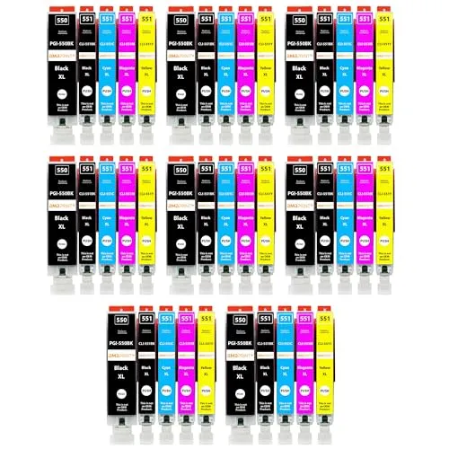 Amaprint 40 XL Patronen kompatibel mit Canon PGI 550 CLI 551 Ersatz für Pixma IP7200 IP7250 IX6800 IX6850 MG5400 MG5450 MG5500 MG5550 MG5600 MG5650 MG5655 MG6400 MG6450 MG6600 MG6650 MX725 MX920 MX925