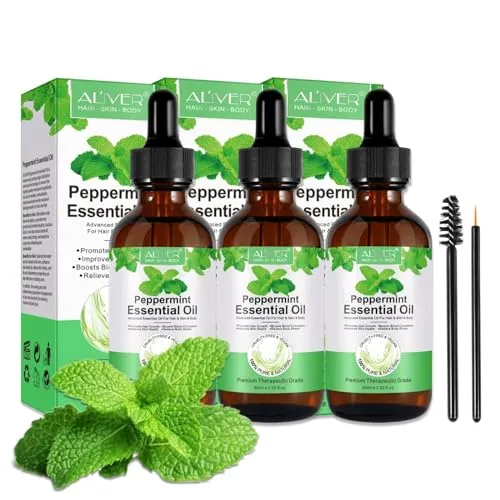 P-Beauty BIO Pfefferminzöl 3x60ml - Vielseitiges Haar-, Haut- & Aromaöl - Ätherische Öle Sets: 100% reines, kaltgepresstes Pfefferminzöl fördert Haarwachstum und beruhigt die Haut, ideal für Aromatherapie und Massage.