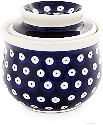 Bunzlauer Keramik Butterdose mit Wasserkühlung - Hochwertige Butterdose aus Keramik, die Butter lange frisch und streichfähig hält – ganz ohne Kühlschrank dank natürlicher Verdunstungskühlung.