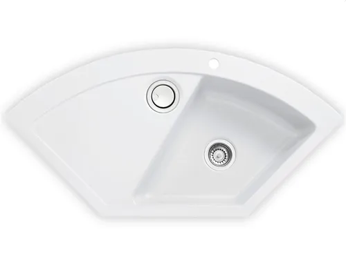 Systemceram Mera Eck Polar Keramikspüle Handbetätigung von systemceram