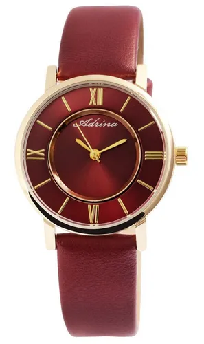 Adrina Quarzuhr AR0034 Adrina Damenuhr mit Lederimitationsband, Damenuhr Lederimitat