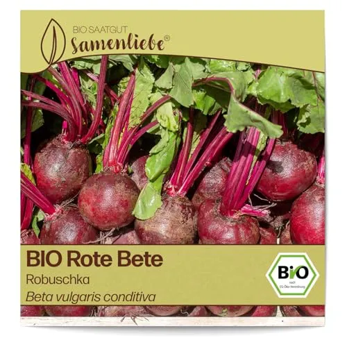 Samenliebe BIO Rote Bete Samen Robuschka fruchtig süße Beete runde Rüben rot 100 Samen samenfestes Gemüse Saatgut für Gewächshaus Freiland und Balkon BIO Gemüsesamen