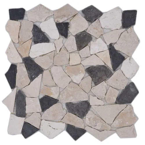 Mosaik Bruch Marmor Naturstein beige creme schwarz anthrazit Polygonal ...