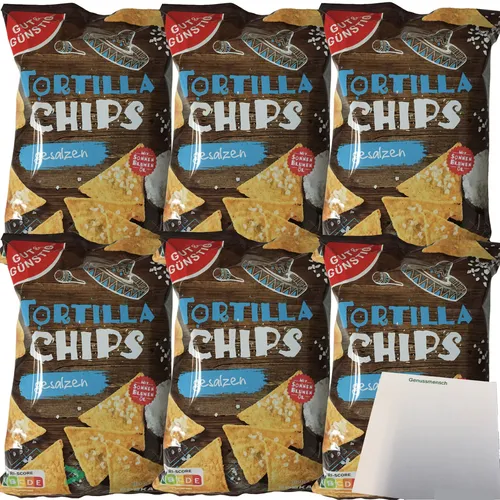 6x Gut und Günstig Tortillachips Mais-Chips gesalzen 6x300g Beutel  usy Block