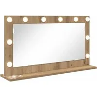 vidaXL Kosmetikspiegel Artisan Eiche 80 x 45 cm - Eleganter Kosmetikspiegel aus Holzwerkstoff mit warmem LED-Licht, ideal für perfektes Make-up und Pflege im Schlafzimmer.