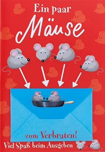 Perleberg Allgemeine Geldkarte - Lifestyle Collection - Karte für Geldgeschenk mit Mäuse-Motiv & Geld-Kuvert - Geldkarten mit farblich passendem Umschlag - Geschenkkarte in 11,6 x 16,6 cm