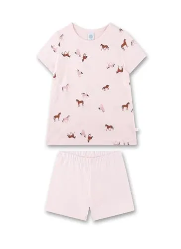 Sanetta Kid's Pyjama Short AOP 233565 - Schlafanzug für Mädchen Gr. 128 - Bequemer kurzer Schlafanzug mit süßem Pferdeprint, ideal für Freizeit und Reisen. Hergestellt aus 100% Baumwolle für höchsten Komfort.