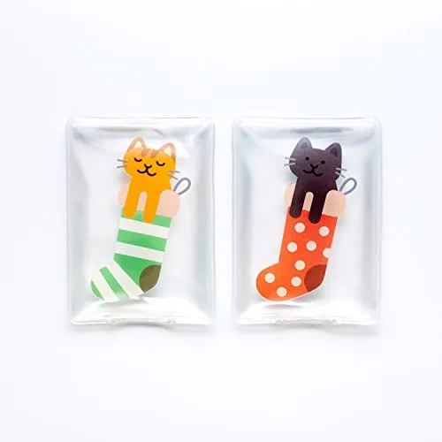 schöne Handwärmer I Wiederverwendbare Taschenwärmer I tolle Muster I Verschiedene Designs (2er Set Katze in Socke)
