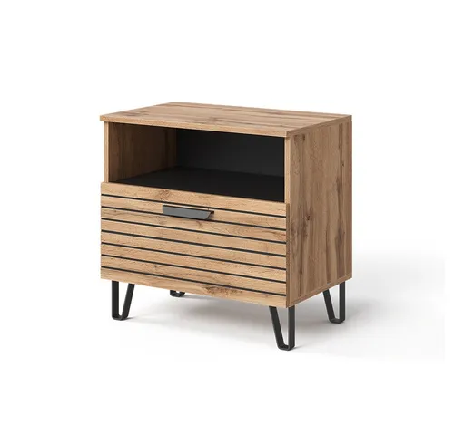 Vicco Nachtschrank Amber, Eiche Wotan - Stilvoller Nachttisch - Nachtschrank mit praktischem Stauraum und zeitlosem Design, ideal für jedes Schlafzimmer. Erlebe Komfort und Eleganz in einem!