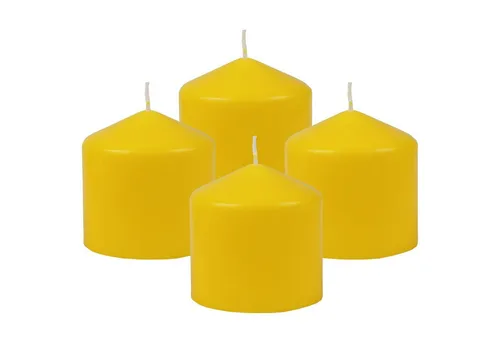 HS Candle Stumpenkerze Blockkerze (3-tlg), Wachskerzen Ø8cm x 8cm - Kerze in vielen Farben