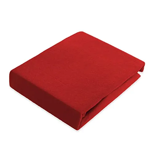 Spannbettlaken 140x200-160x200 cm Thermo Fleece Winter Flausch Bettlaken Spannbetttuch Weich Gemütlich Microfaser Teddyflausch, Farbe Rot