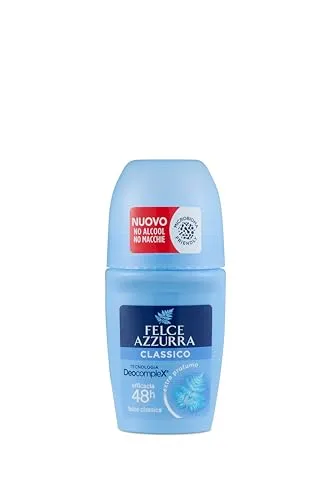 Felce Azzurra - Klassischer Roll-On mit IdraTalc Formel, Wirksamkeit 48 Stunden, hinterlässt keine Flecken - 50 ml