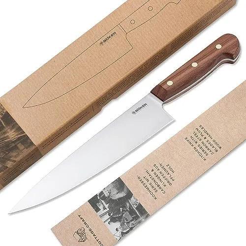 Böker Kochmesser Cottage-Craft Chefmesser 22 cm - Kochmesser aus hochwertigem Carbonstahl mit ergonomischem Pflaumenholzgriff, ideal für präzises Schneiden von Fleisch, Fisch und Gemüse – perfekt für Profis und Hobbyköche.
