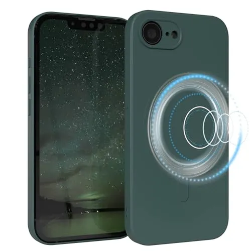 EAZY CASE - Silikonhülle magnetisch für iPhone 16e Hülle Silikon Grün weich stoßfeste Magnet Handyhülle Schutzhülle mit Kameraschutz Dünn Schutz Cover TPU Bumper in Piniengrün