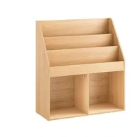 SoBuy Kinderregal aus Holzwerkstoff, 73x80x30 cm - Praktisches Kinderzimmermöbel mit 3 Steckplätzen für Bücher und 2 Ablagen für Spielzeug. Sicher mit abgerundeten Ecken, ideal für die Ordnung im Kinderzimmer.