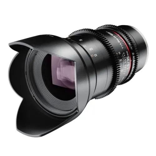 Samyang 7811 35/1,5 Objektiv Video DSLR II für Sony E - Weitwinkel-Objektiv 35mm T1.5 für manuelles Fokussieren, ideal für Videoproduktionen mit APSC- bis Vollformat-Kameras. Enthält Zahnkranz für präzise Fokus- und Blendensteuerung.