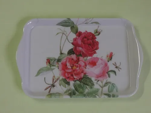 Ambiente 1x Tablett Rosen Libellen ca. 13 x 21 cm trays Blumen AMBER roses