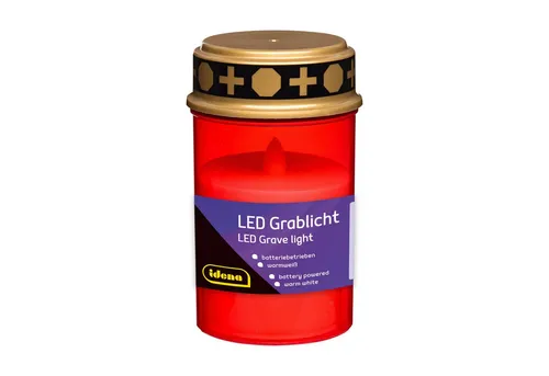 Idena LED-Kerze Idena LED Grabkerze rot 6,5x12cm batteriebetrieben