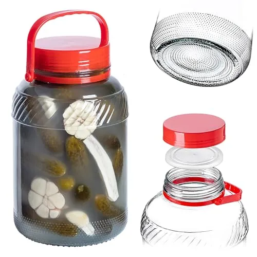 KADAX Gurkenglas mit Deckel, Einmachglas, luftdichte Konservierung, Glasballon, universelles Glas, Vorratsglas für Gurken, Aufbewahrung, Aufbewahrungsglas, Einweckglas (5L 1 Stück)