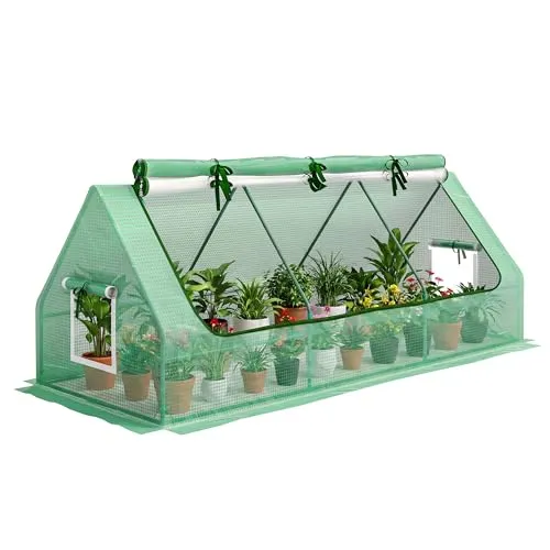 Outsunny Foliegewächshaus mit Fenster 180 x 90 x 70 cm - Ideal für Gartenliebhaber: Das Outsunny Foliegewächshaus schützt Ihre Pflanzen vor Kälte und Schädlingen. Mit stabilem Metallrahmen und robuster Abdeckung für ganzjährigen Anbau.