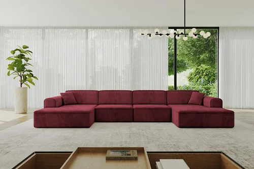 ALTDECOR Ecksofa IREA-U2-v3 in U-Form - Bordeauxrot - Vielseitiges U-Form Sofa für stilvolle Wohnräume. Mit hochwertiger Polsterung und stabiler Konstruktion bietet es höchsten Sitzkomfort und Langlebigkeit. Ideal für entspannte Abende mit Freunden und Familie.