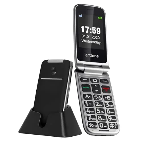artfone Klapphandy CF241A - Seniorenhandy mit großen Tasten - Seniorenhandy mit 2,4 Zoll Farbdisplay, Notruffunktion und langer Akkulaufzeit. Ideal für Senioren, die ein einfaches und zuverlässiges Mobiltelefon suchen.