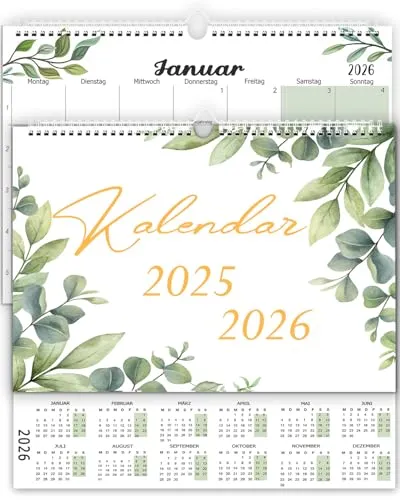 Wandkalender 2026 A4, Kalender 2026 von Nov. 2025 bis Dez. 2026, Monatsübersicht Familienkalender/Adventskalender/Monatsplaner/Jahresplaner für Zuhause oder Büro