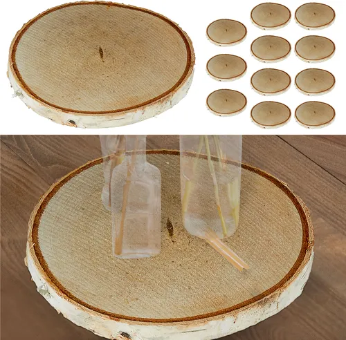 Baumscheibe 12er Set Birke Ø12x1cm Holzscheibe Naturprodukt Scheibe Holz Holzplatte Dekoelement