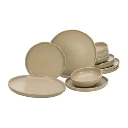 CreaTable 33074 Serie Uno Sand Teller Set 12 tlg in gelb von CreaTable