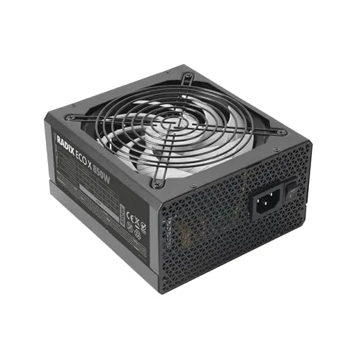 Tacens Radix ECO X 850, PC ATX Netzteil 850W, 6 Jahre Garantie, 87% Effizienz, SMD- und DC-DC-Technologien, Ultra-leiser AI-RPM 140mm FDB-Lüfter, Extra-Lange Flachkabel, Schwarz
