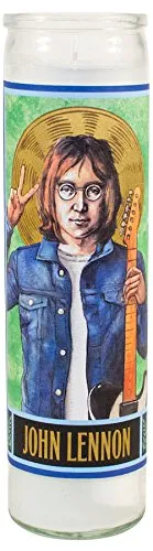 John Lennon Secular Saint Candle - 8.5 Inch Glass Prayer Votive - Made in the USA by The Unemployed Philosophers Guild