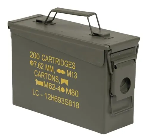 Mil-Tec Unisex Ammo Box M19A1, Oliv - Vorratsbehälter aus hochwertigem Stahl, ideal zur sicheren Aufbewahrung von Munition und Zubehör, robust und langlebig.