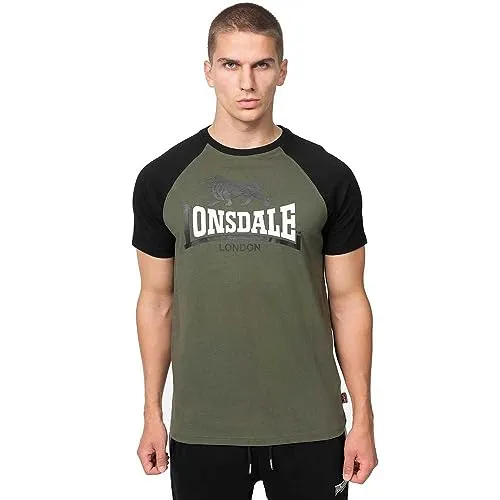 Lonsdale Herren T-Shirt Normale Passform MAGILLIGAN Olive/Black/White XL, 117454