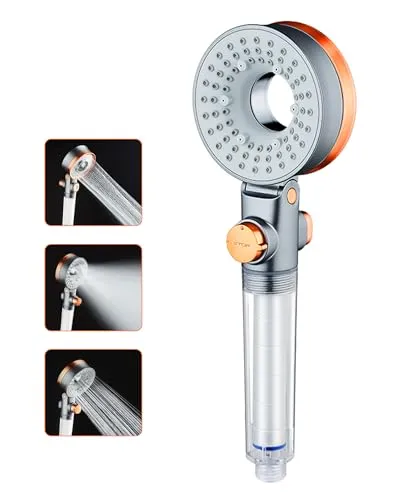 Wassersparende Handbrause mit 3 Strahlarten in gold von HAPPUP