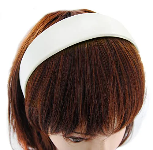 axy Breiter Haarreif mit Satin bezogen Haarband Vintage Klassik-Look Hairband Damen Stirnband HRK1 (Weiss)