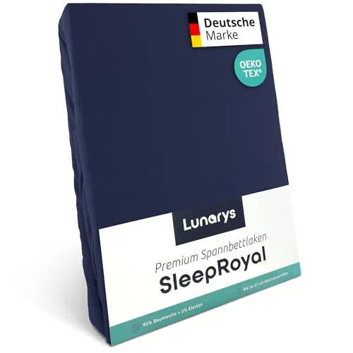 Lunarys® SleepRoyal Luxus Spannbettlaken 160x200cm in blau von Lunarys