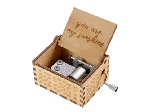 Hölzerne Handkurbel Spieluhren,You Are My Sunshine Handkurbel Spieluhren Antike Geschnitzte Musik Box Holz für Geburtstags Valentinstag Weihnachten Geschenk