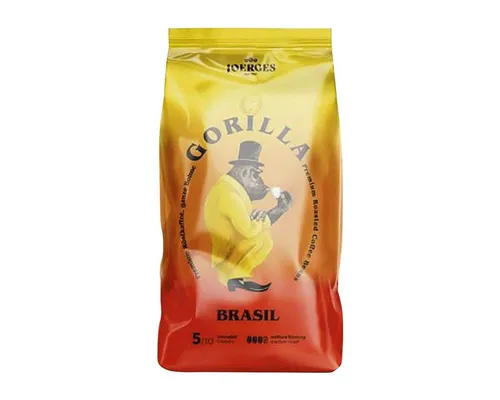 Gorilla Kaffee Brasil, 100% Arabica, ganze Bohnen, 1 kg - Milder Kaffee mit nussigem Geschmack und blumigen Noten. Ideal für Kaffeevollautomaten und Siebträgermaschinen. Genießen Sie 1 kg hochwertige Arabica-Bohnen.