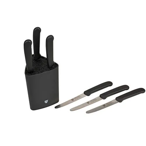 GRÄWE Universal-Messerblock, klein, schwarz mit 6 Brötchenmessern