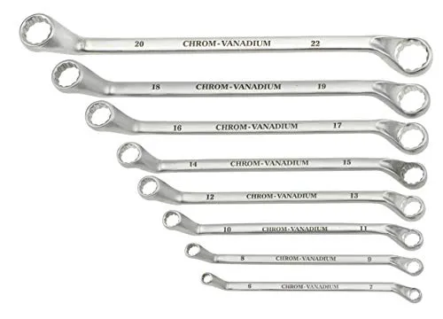 kwb Profi Doppel-Ring-Schlüssel-Satz, gekröpft, SW 6-22 mm, 8-teiliges Set, Satinfinish, Wellenprofil