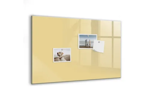 Tulup Magnettafel Creme 60x40 cm – Elegante Magnettafel für Büro & Zuhause - Vielseitige Magnettafel aus gehärtetem Glas, ideal zum Organisieren von Notizen und Fotos. Inkl. 5 starken Neodym-Magneten und Marker für kreative Aufgabenplanung.