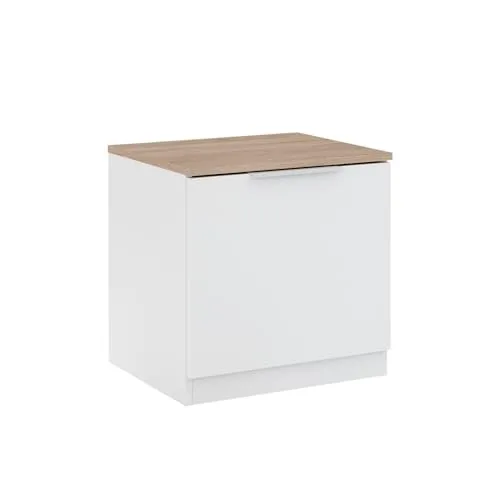 Vicco Nachtschrank Betti, Weiß/Sonoma, 50 x 50 cm - Moderne Nachtschränke in Weiß/Sonoma, mit 1 praktischer Scharniertür für optimalen Stauraum und stilvolles Design, perfekt für jedes Schlafzimmer.